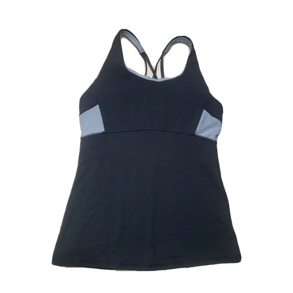 ATHLETA Women’s Black Gray Padded Bra Tank Top - Small - Fitted Yoga Strappy